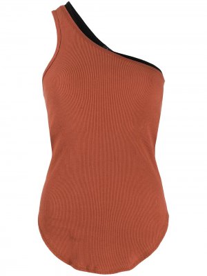 Rib-knit one-shoulder tank top Bassike. Цвет: оранжевый