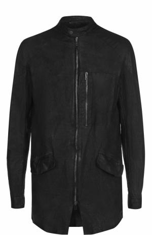 Удлиненная кожаная куртка на молнии Salvatore Santoro. Цвет: черный