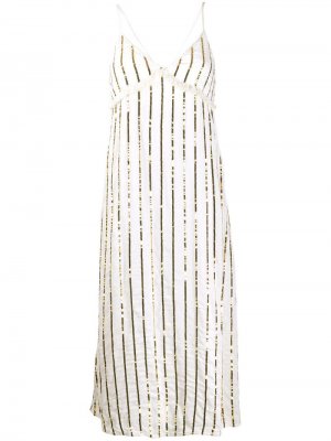 Декорированное платье миди Sundress. Цвет: белый