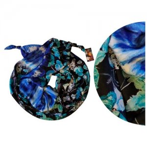 Шарф женский весенний, шёлк, вискоза, разноцветный, двойной шарф-долька серия Апрель с узелками Оланж Ассорти