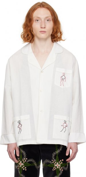 Белая рубашка с длинным рукавом для блэкджека Bode
