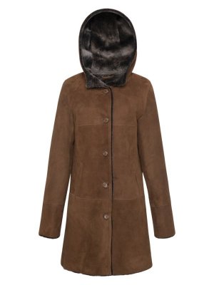 Парка Wolfie Furs премиум-класса с капюшоном из овечьей шерсти, коричневый