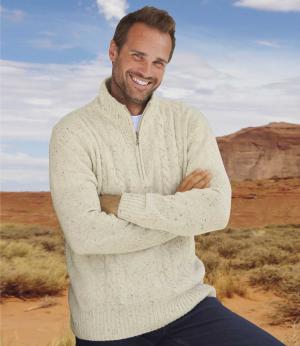 Пуловер с Воротником-стойкой на Молнии AFM. Цвет: экрю