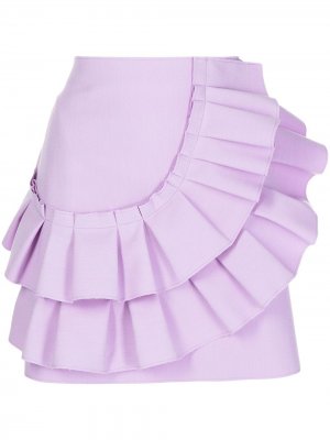 Мини-юбка с завышенной талией и оборками MSGM. Цвет: фиолетовый
