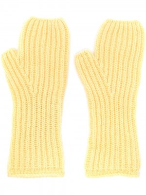 Кашемировые перчатки в рубчик Pringle of Scotland. Цвет: желтый