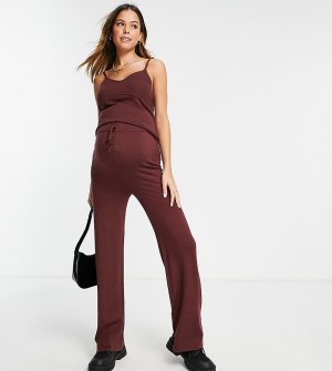 Широкие трикотажные брюки коричневого цвета от комплекта Maternity-Коричневый цвет ASOS DESIGN