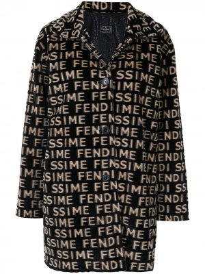 Шуба из искусственного меха с логотипом Fendi Pre-Owned. Цвет: черный