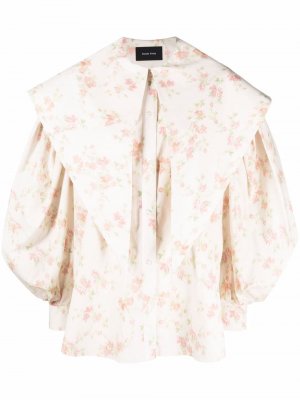 Smudged floral exaggerated collar blouse Simone Rocha. Цвет: бежевый