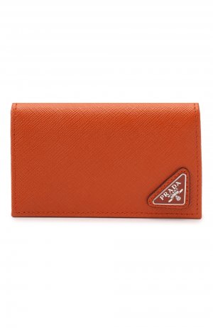 Кожаный футляр для кредитных карт Prada. Цвет: оранжевый