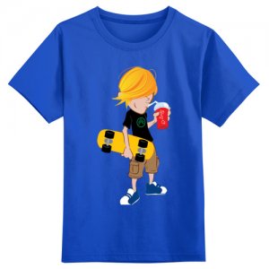 Детская футболка классическая унисекс Скейтбордист #1441318 (цвет: ярко-синий, пол: МУЖ, размер: 5XS) Printio. Цвет: синий