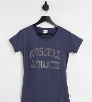 Синяя футболка с заклепками и эффектом омбре -Голубой Russell Athletic