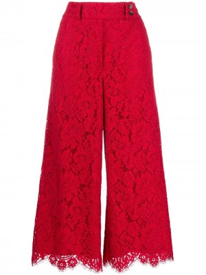 Укороченные кружевные брюки широкого кроя Pt01. Цвет: красный