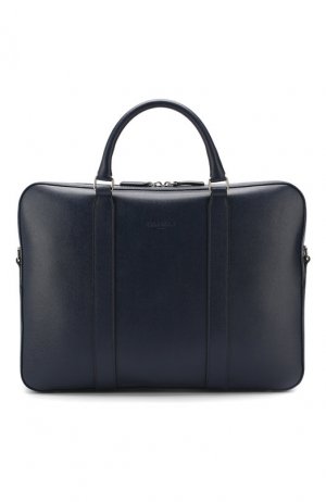 Кожаная сумка для ноутбука с плечевым ремнем Canali. Цвет: синий