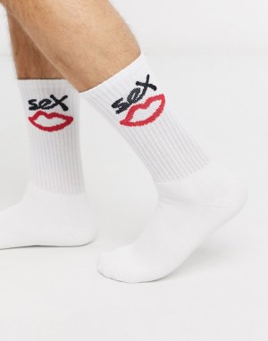 Белые носки с логотипом -Белый Sex Skateboards