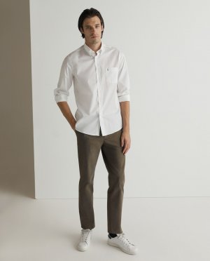 Белая однотонная мужская рубашка обычного размера , белый Florentino