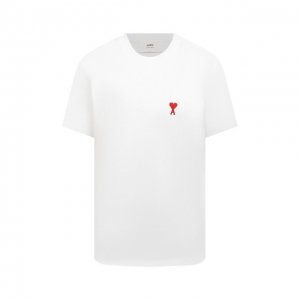 Хлопковая футболка Ami. Цвет: белый