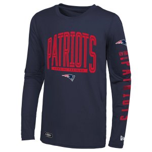 Мужская темно-синяя футболка New England Patriots с длинным рукавом для домашнего стадиона Era