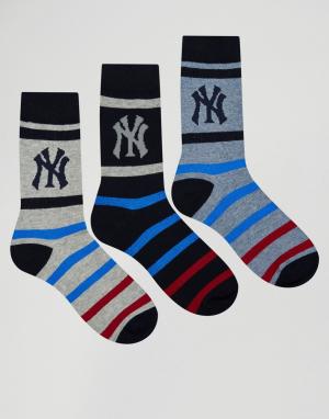 Набор из 3 пар носков NYY New York Yankees. Цвет: синий