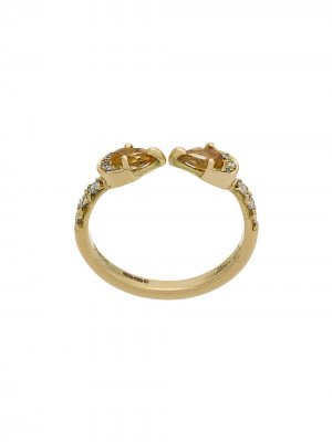 Золотое кольцо odora с цитрином и бриллиантами Dubini. Цвет: желтый