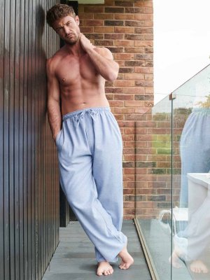 Хлопковые пижамные брюки с узором елочка, стаффордширский синий British Boxers