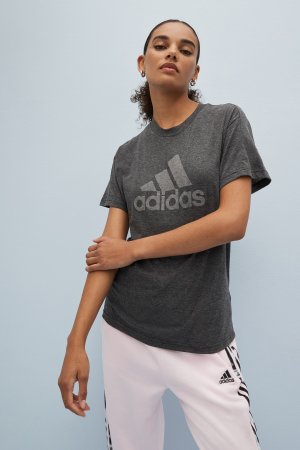 Футболка бойфренда Sportswear Essentials с большим логотипом adidas, черный Adidas