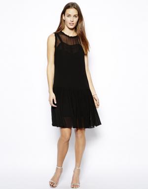 Платье из жоржета без рукавов с заниженной талией Twenty8Twelve. Цвет: черный