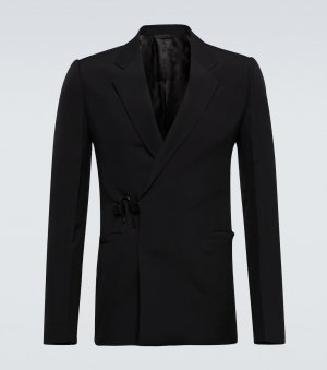 Пиджак облегающего кроя из технической шерсти, черный Givenchy