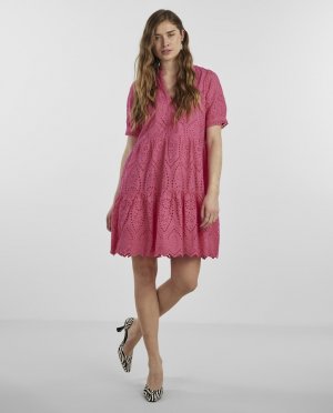 Короткое вырезанное женское платье Yas, розовый YAS
