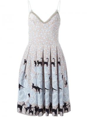 Плиссированное платье с принтом Holly Fulton. Цвет: телесный