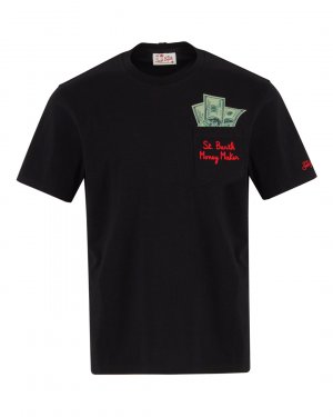 Хлопковая футболка MC2 Saint Barth. Цвет: черный+красный