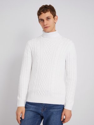 Вязаный свитер с фактурным узором косы zolla. Цвет: молоко