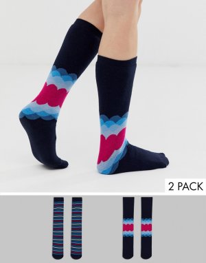 Набор из 2 пар горнолыжных носков с узорами -Синий Snow