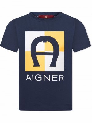 Футболка с логотипом Aigner Kids. Цвет: синий