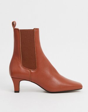 Светло-коричневые кожаные ботинки челси с квадратным носом -Коричневый цвет Chio
