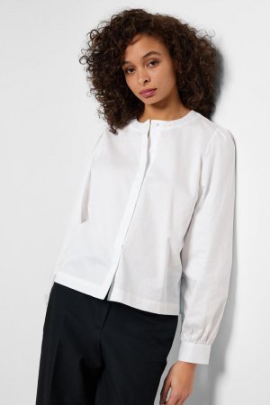 Рубашка с воротником Мао из 100% органического хлопка , белый Selected Femme