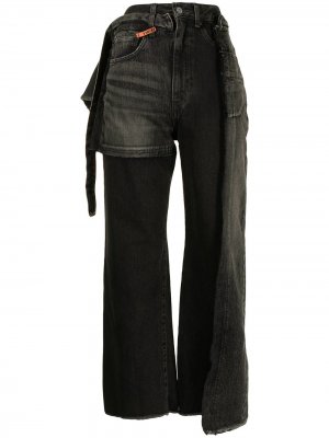 Широкие джинсы в технике пэчворк Maison Mihara Yasuhiro. Цвет: черный