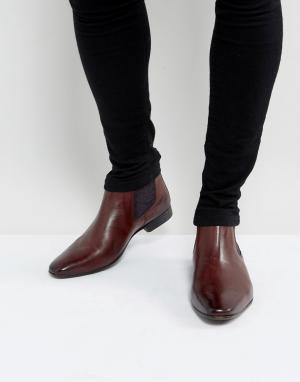 Бордовые кожаные ботинки челси с принтом пейсли -Красный Silver Street