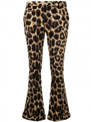 Расклешенные брюки с леопардовым узором R13. Цвет: нейтральные цвета