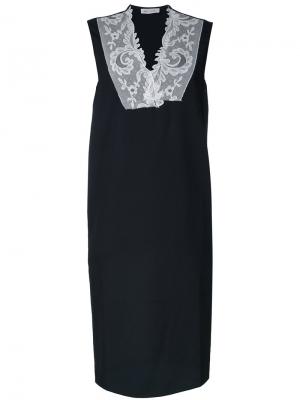 Платье шифт с кружевной отделкой Ms Min. Цвет: чёрный