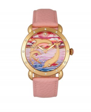 Кварцевые часы Estella Collection, золотые и розовые кожаные часы, 38 мм , розовый Bertha
