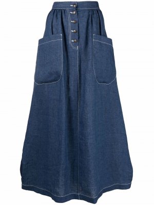 Джинсовая юбка с завышенной талией Emporio Armani. Цвет: синий