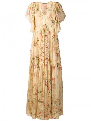 Длинное платье с цветочным принтом Alberta Ferretti