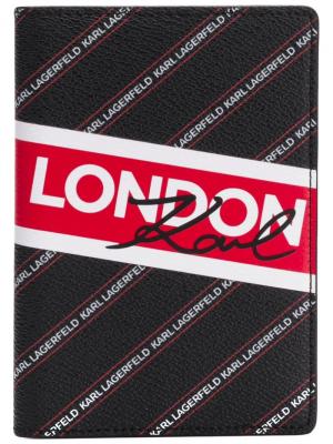 Обложка для паспорта K/City London Karl Lagerfeld. Цвет: черный