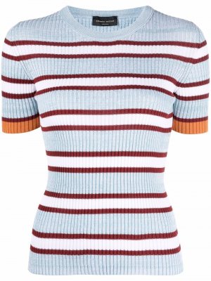 Knitted-striped top Roberto Collina. Цвет: белый