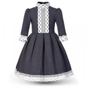 Школьное платье , размер 134-140, белый, серый Alisia Fiori. Цвет: белый/серый
