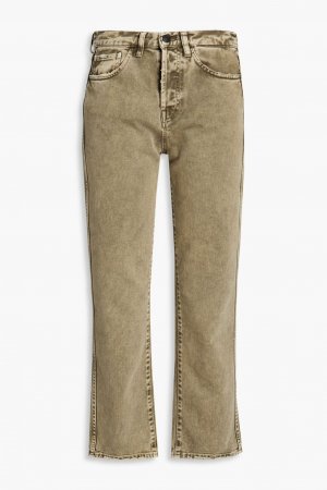 Austin укороченные потертые джинсы прямого кроя с высокой посадкой, зеленый шалфей 3x1