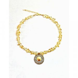 Чокер Sunshine, кристаллы Swarovski, цитрин, длина 50 см, золотой ENJOY. Цвет: золотистый