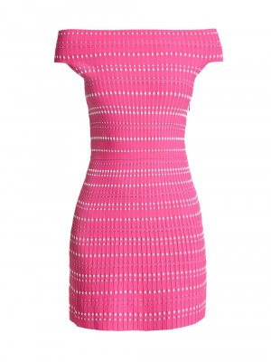 Вязаное мини-платье с открытыми плечами , розовый Alexander McQueen