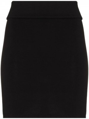 Трикотажная мини-юбка с отворотом St. Agni. Цвет: черный