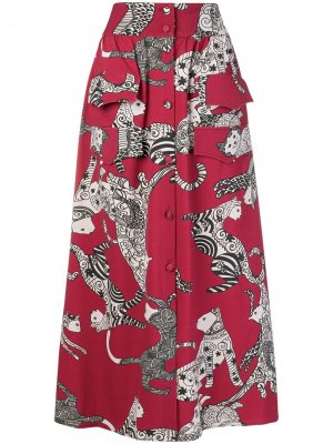Cat print skirt Ultràchic. Цвет: красный
